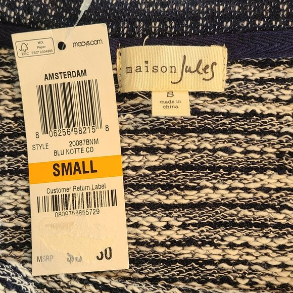 Maison Jules Knit Sweater Eyelet Lace Ruffle Trim NEW Sm Blue Romantic Cottage - Picture 5 of 8